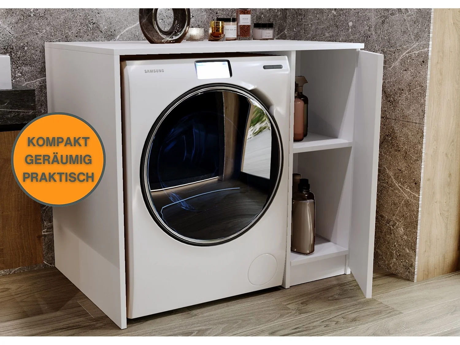 CraftPAK Waschmaschinenschrank geeignet für Waschmaschine & Wäschetrockner 95x89x66cm