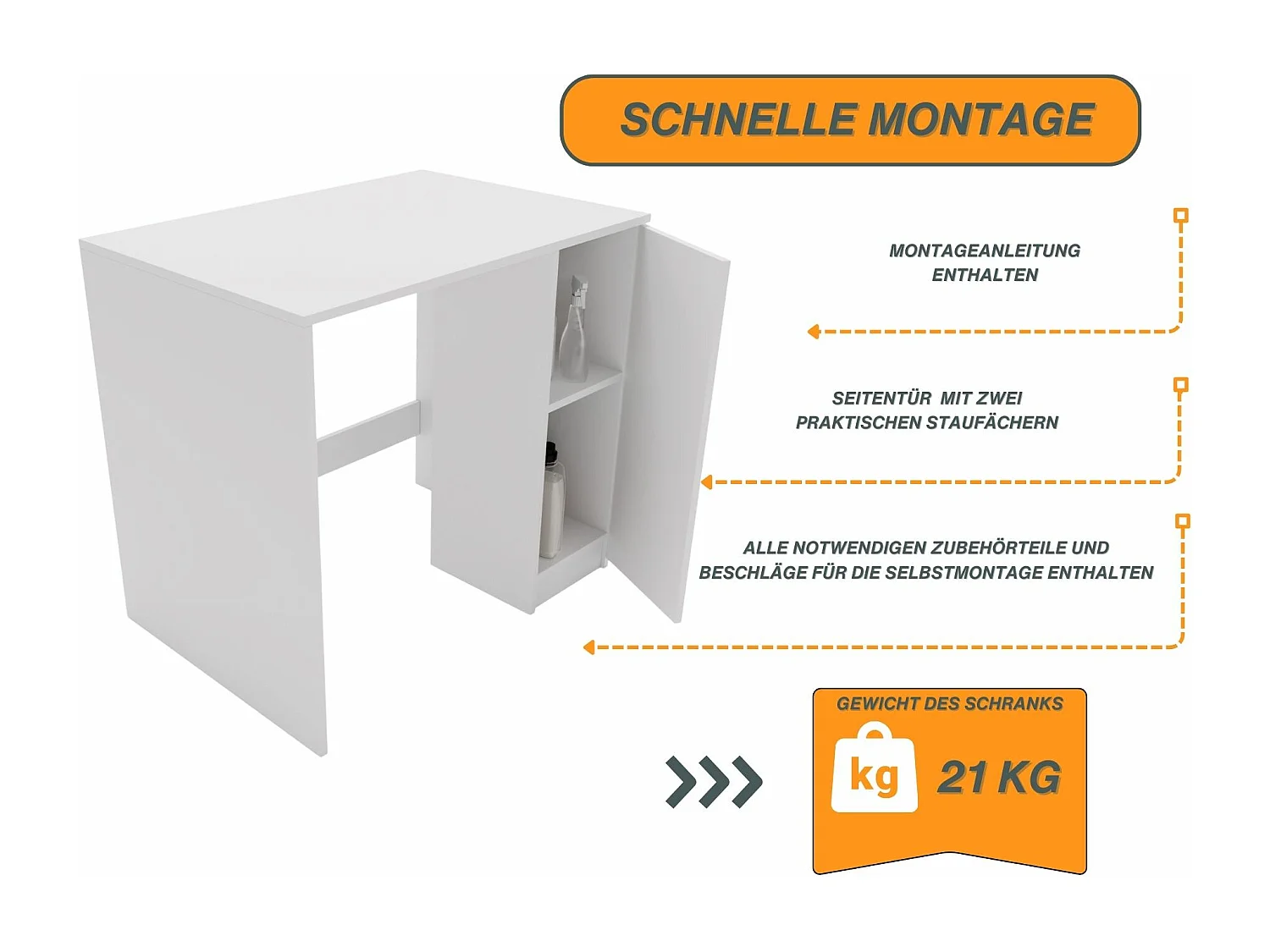 CraftPAK Waschmaschinenschrank geeignet für Waschmaschine & Wäschetrockner 95x89x66cm