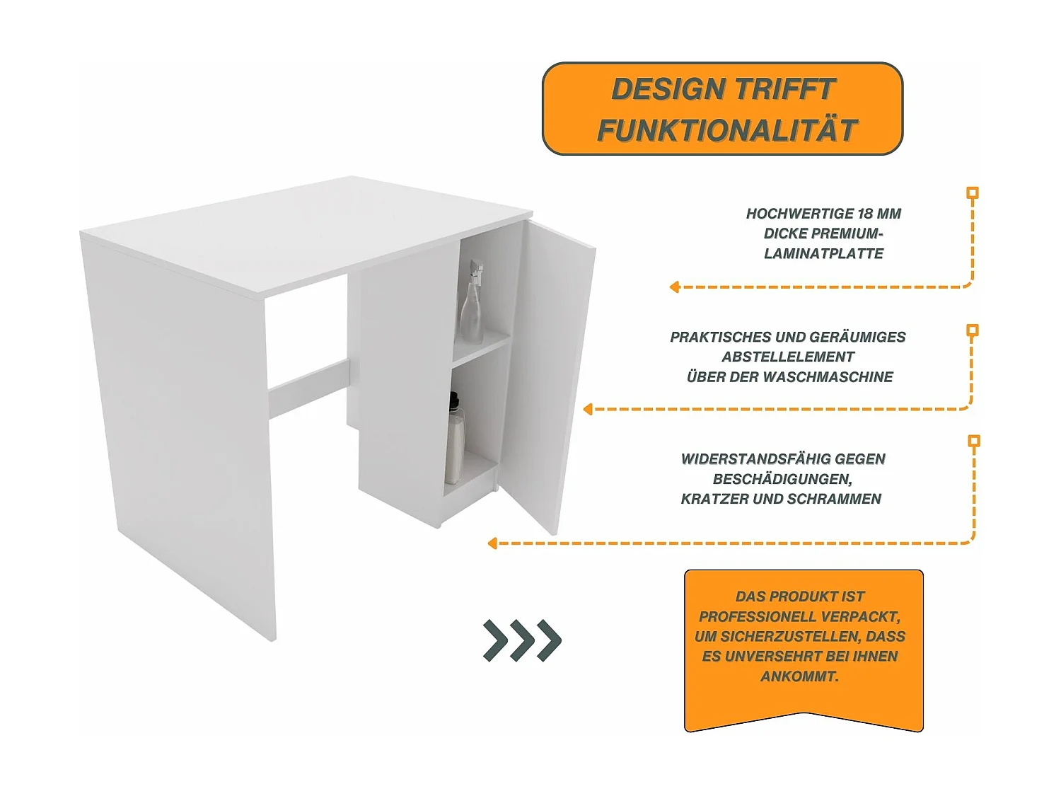 CraftPAK Waschmaschinenschrank geeignet für Waschmaschine & Wäschetrockner 95x89x66cm