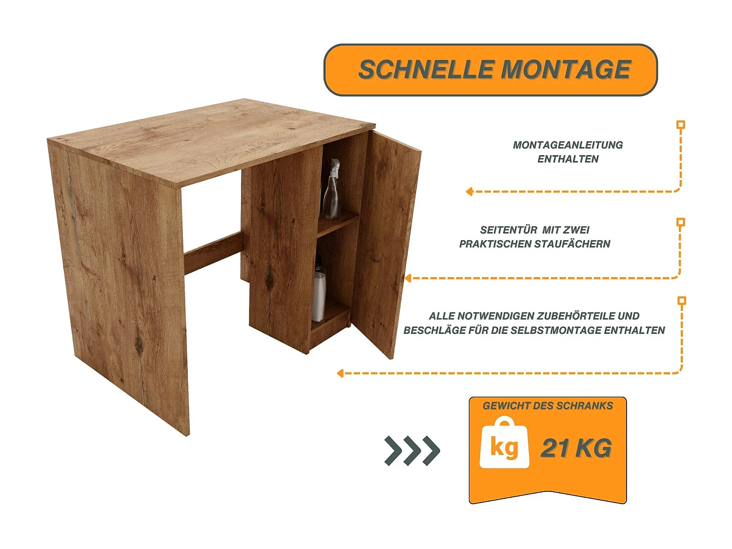 CraftPAK Waschmaschinenschrank geeignet für Waschmaschine & Wäschetrockner 95x89x66cm