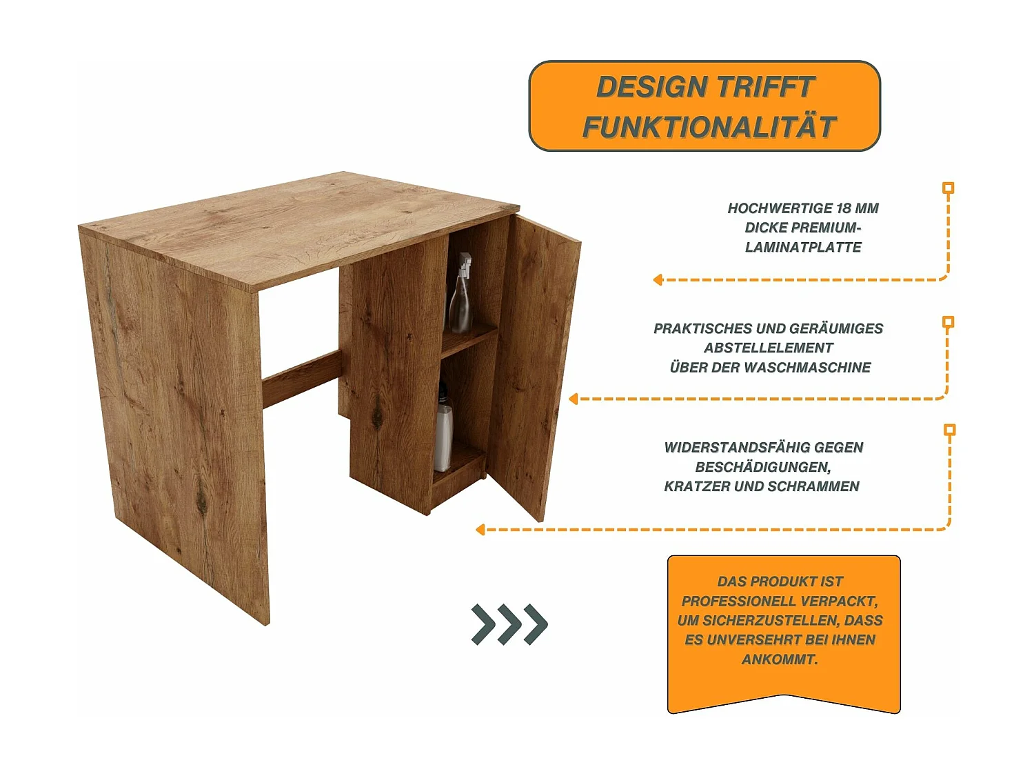 CraftPAK Waschmaschinenschrank geeignet für Waschmaschine & Wäschetrockner 95x89x66cm