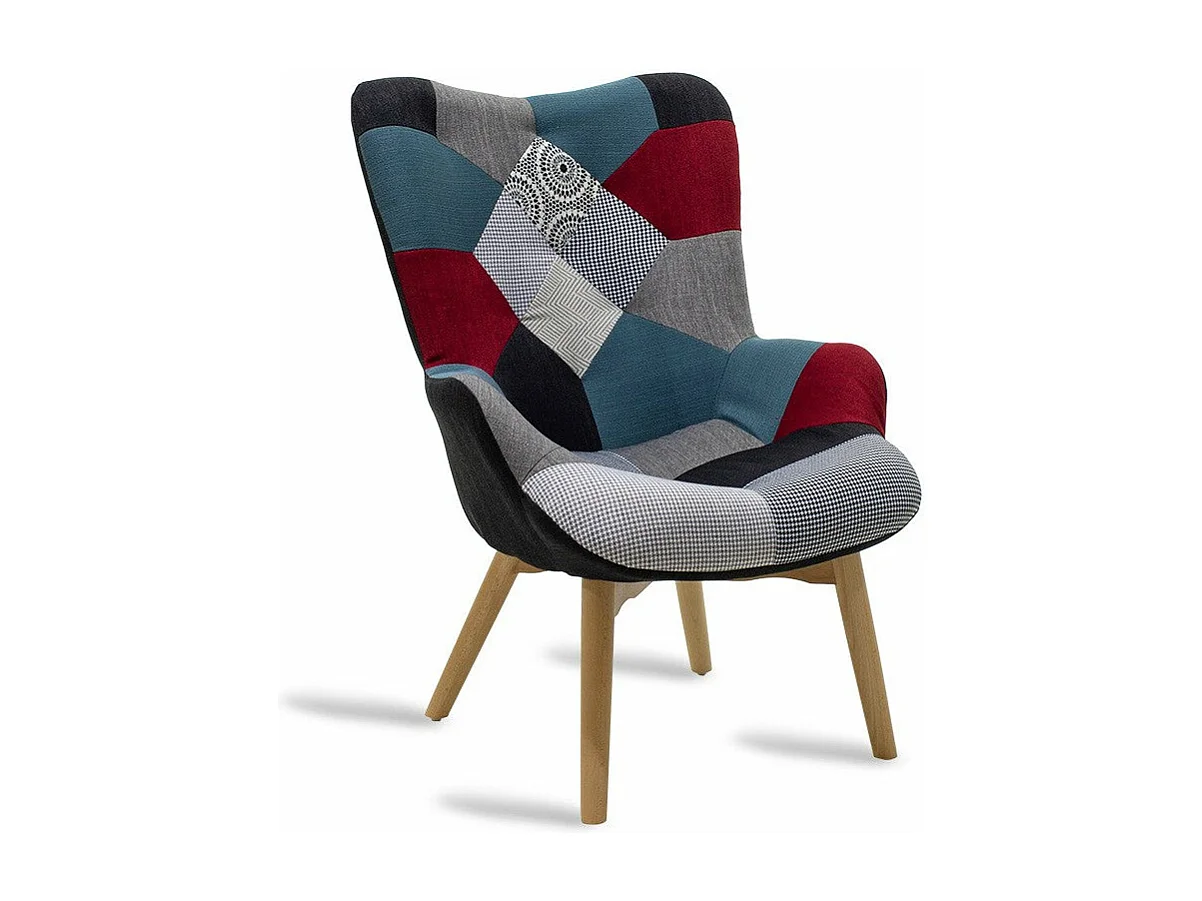 fauteuil patchwork design rétro multicolore