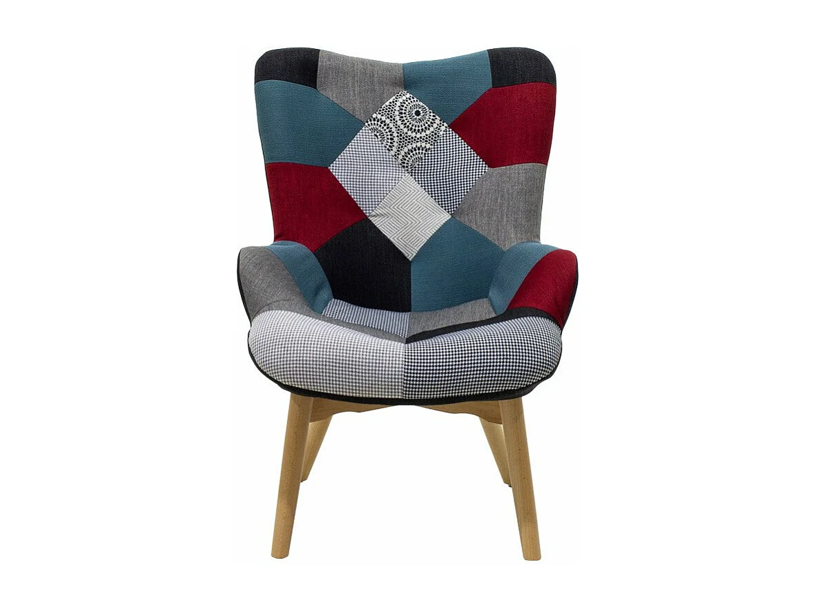 fauteuil patchwork design rétro multicolore