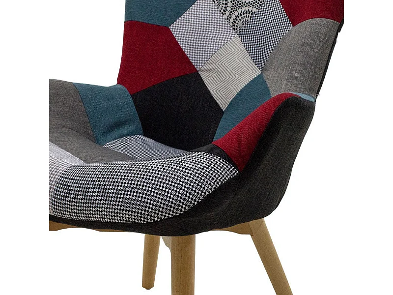 fauteuil patchwork design rétro multicolore