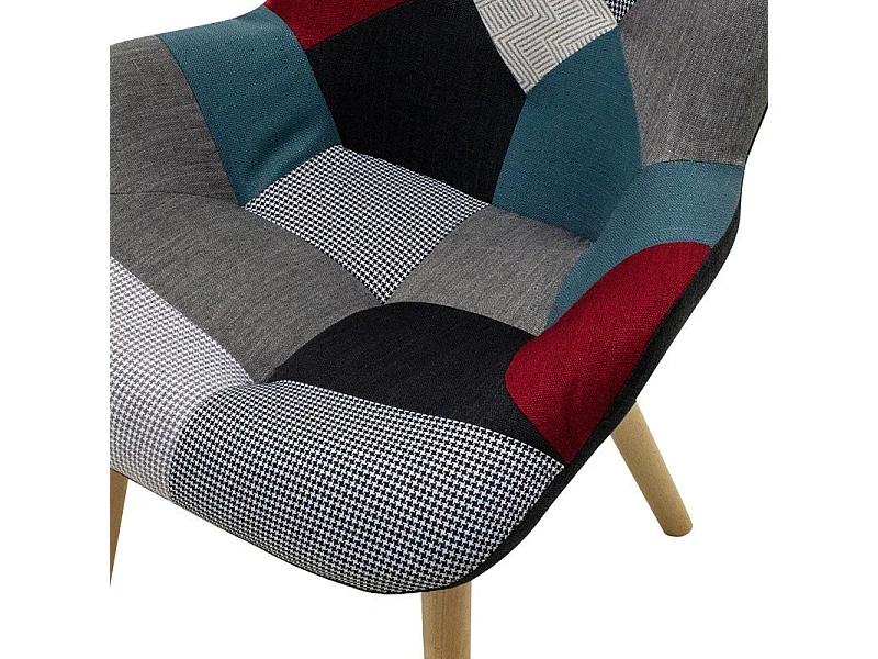 fauteuil patchwork design rétro multicolore