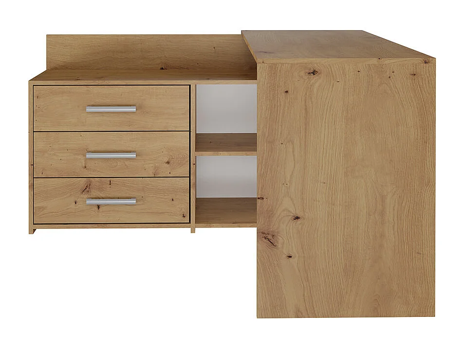 bureau d'angle noze 3 tiroirs bois chêne 120x50x76 cm