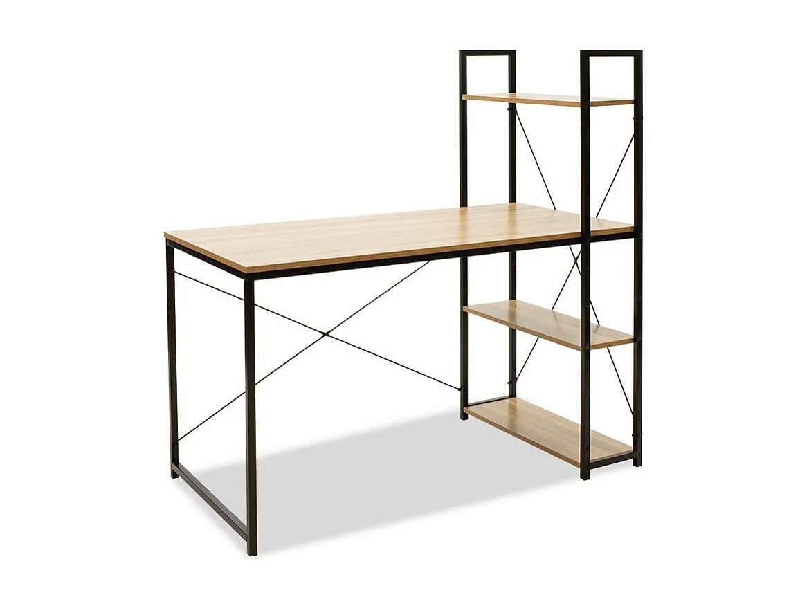 bureau étagère ramus bois naturel-noir 122x64x120c m