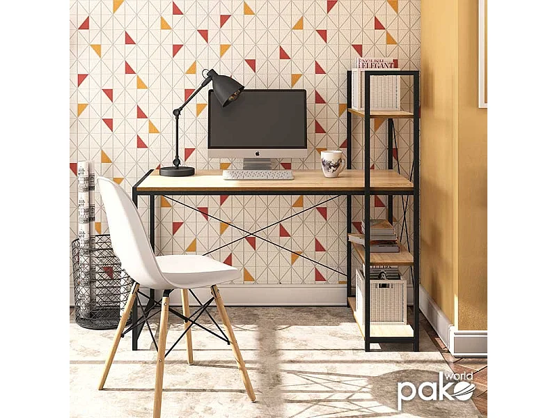 bureau étagère ramus bois naturel-noir 122x64x120c m