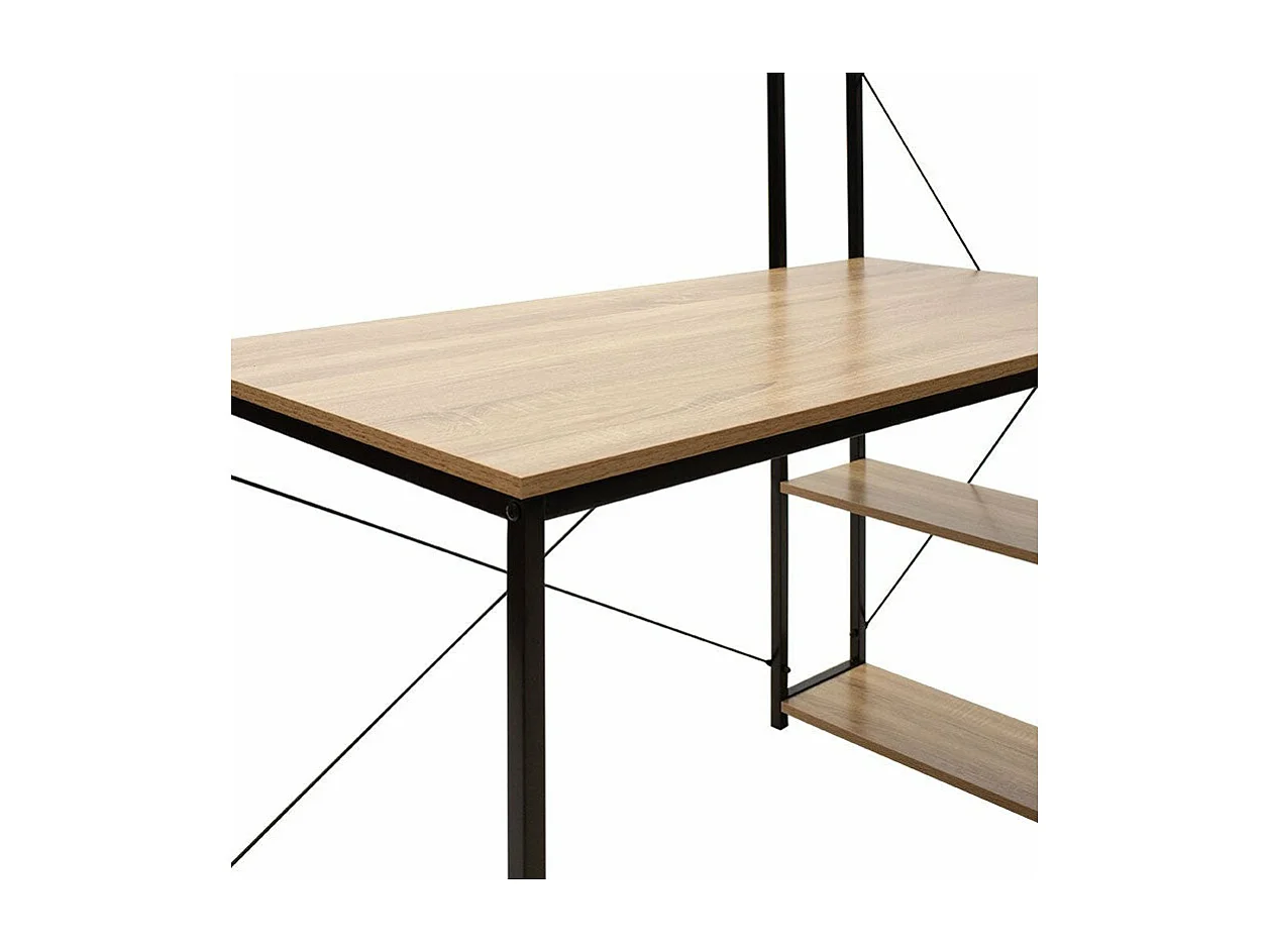 bureau étagère ramus bois naturel-noir 122x64x120c m