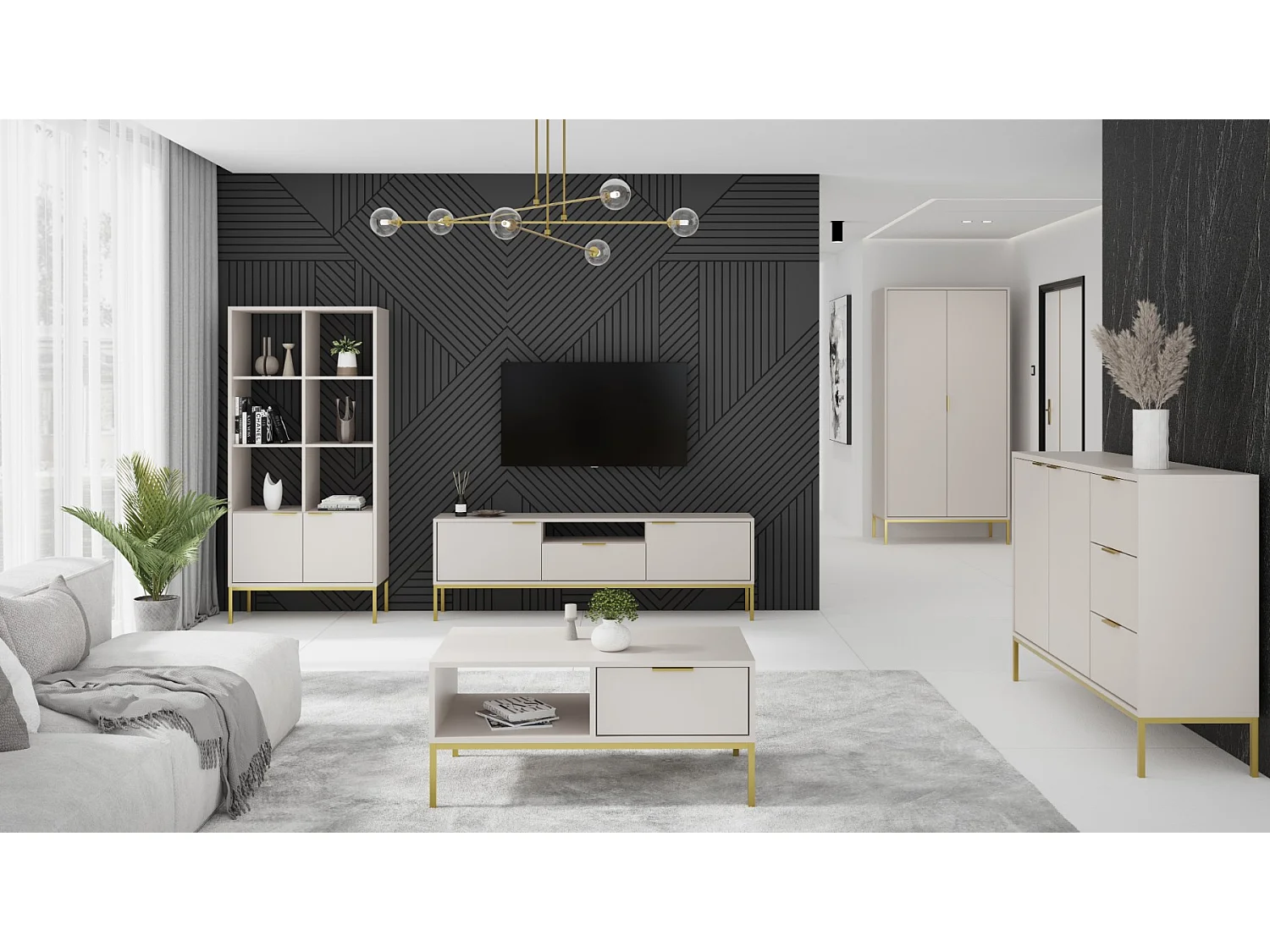 TV-Lowboard Austin, Stehendes Fernsehregal für das Wohnzimmer