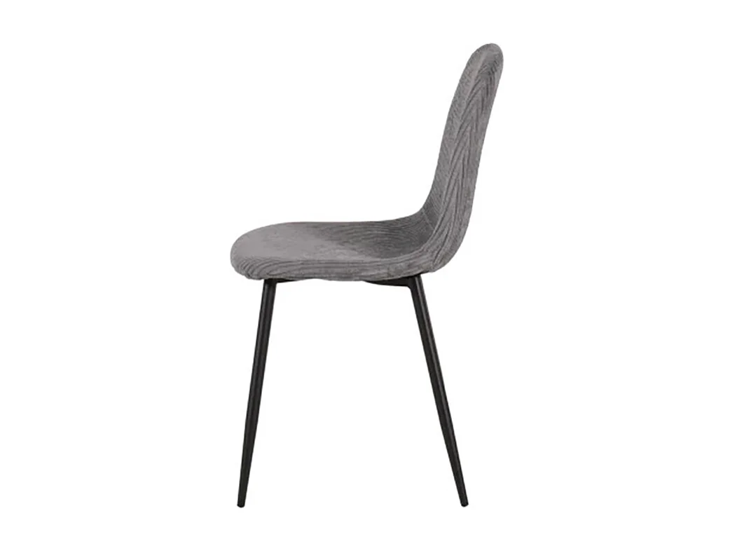 Chaise velours côtelé gris foncé pieds métal noir