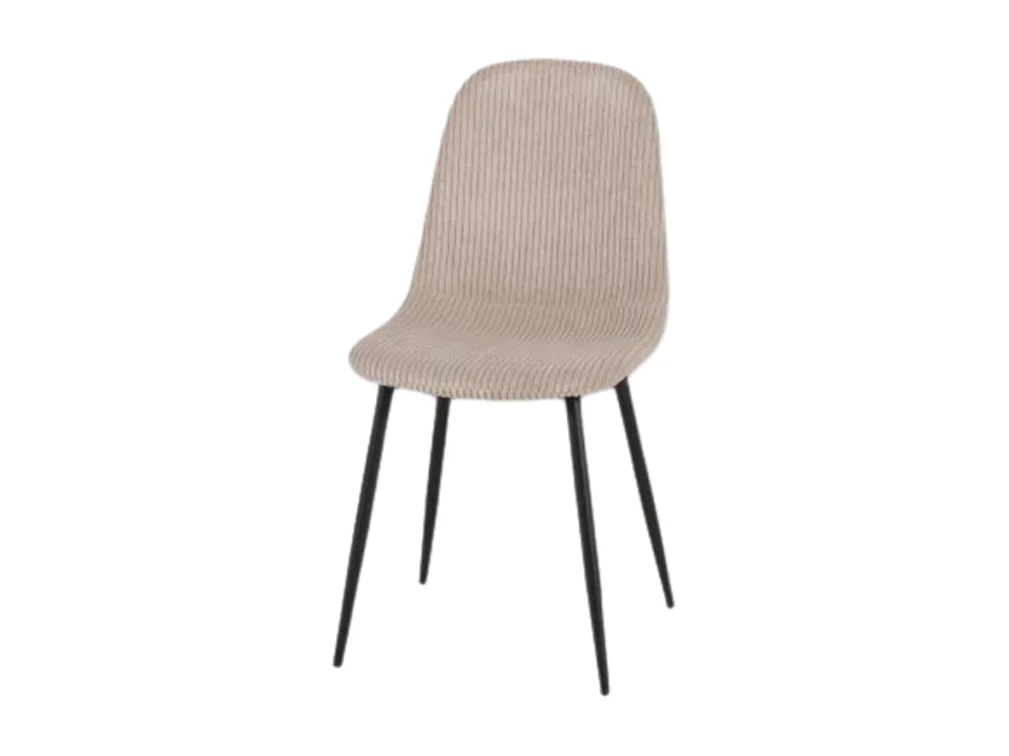 Chaise velours côtelé beige pieds métal noir