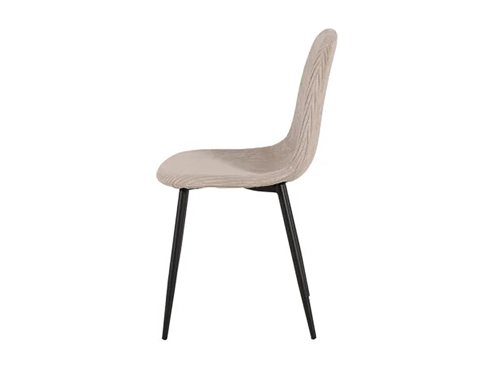 Chaise velours côtelé beige pieds métal noir