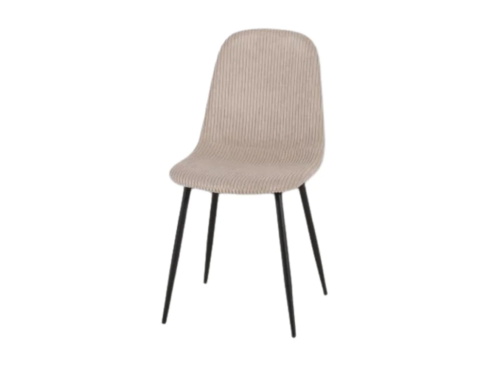 Chaise velours côtelé beige pieds métal noir
