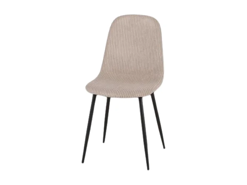 Chaise velours côtelé beige pieds métal noir