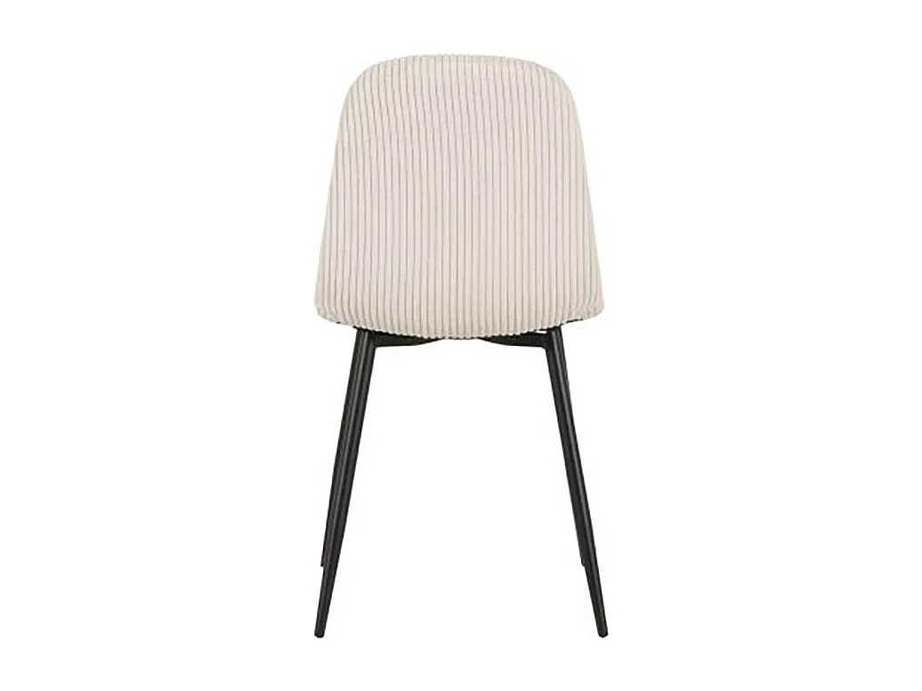 Chaise velours côtelé blanc pieds métal noir