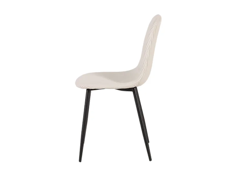 Chaise velours côtelé blanc pieds métal noir