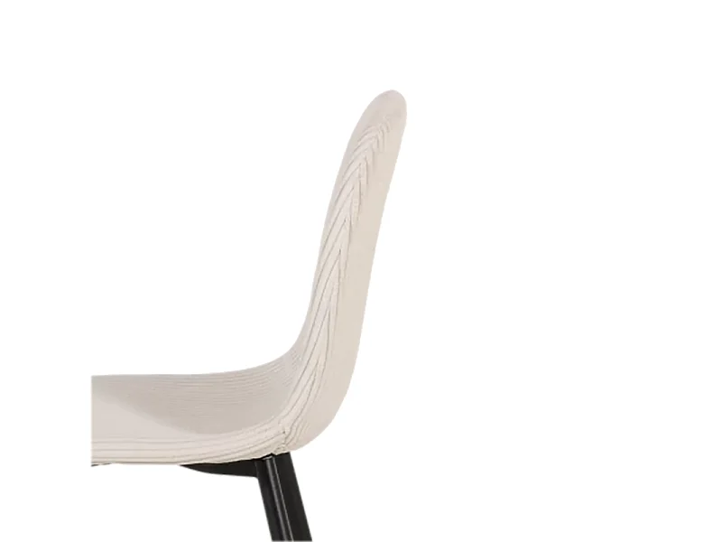 Chaise velours côtelé blanc pieds métal noir