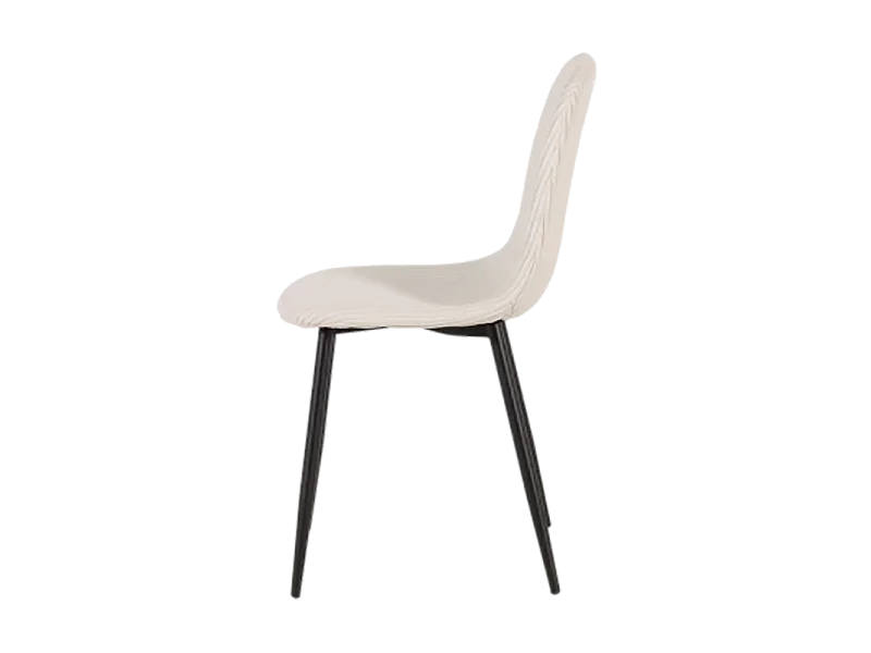 Chaise velours côtelé blanc pieds métal noir