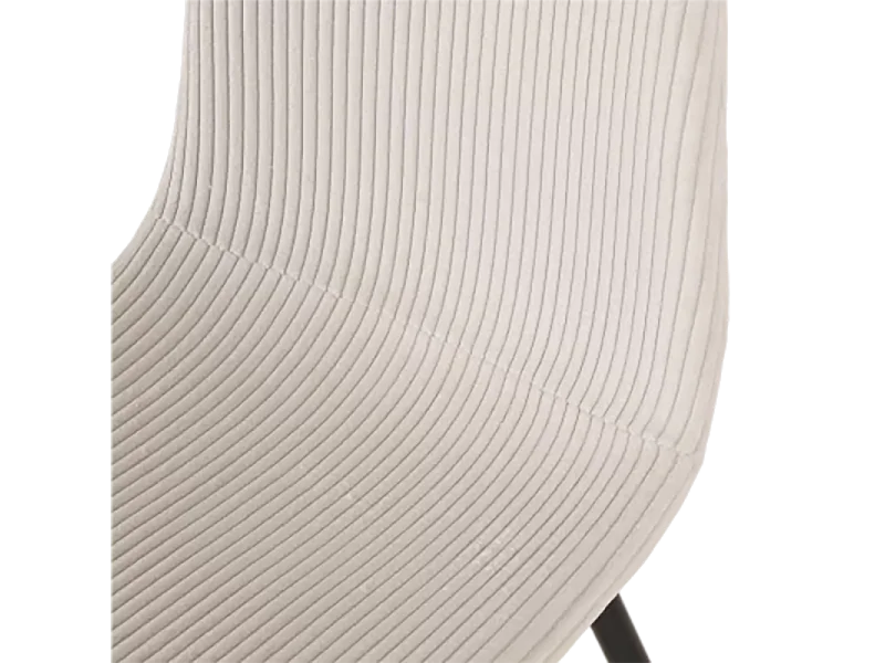 Chaise velours côtelé blanc pieds métal noir