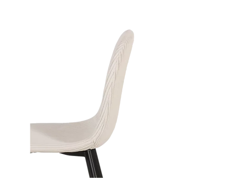 Chaise velours côtelé blanc pieds métal noir