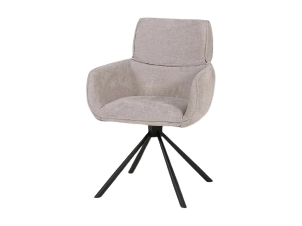 Chaise pivotante 360° tissu gris clair pieds métal noir