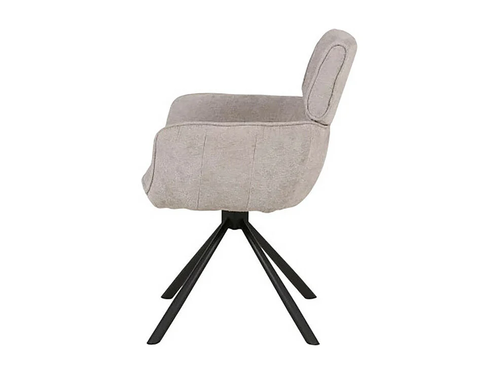 Chaise pivotante 360° tissu gris clair pieds métal noir