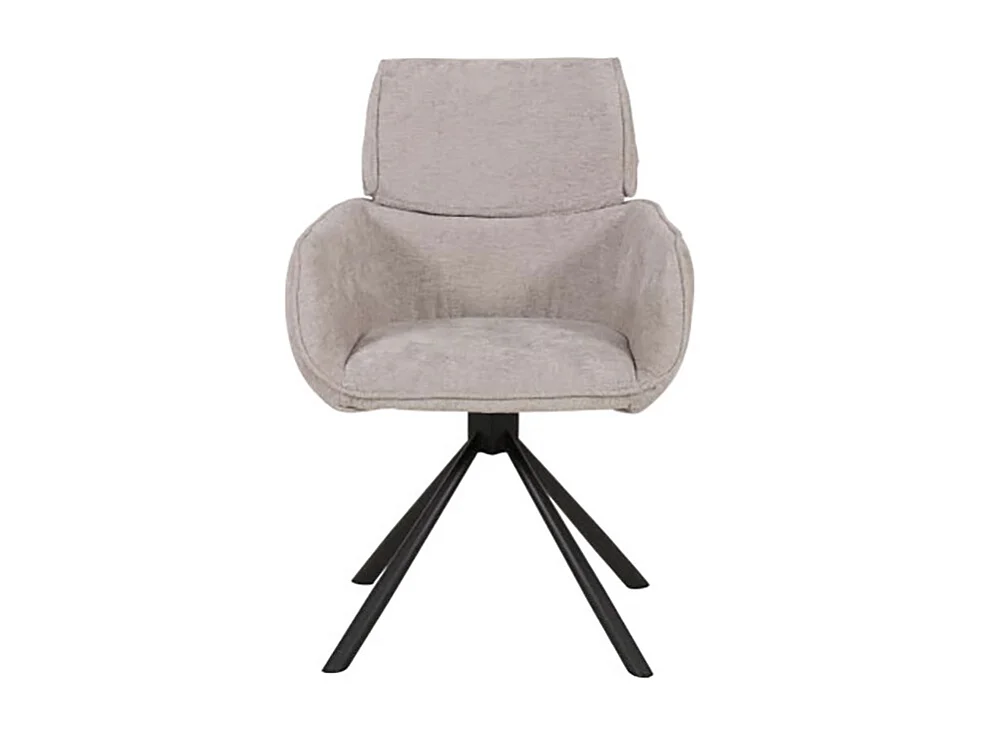 Chaise pivotante 360° tissu gris clair pieds métal noir