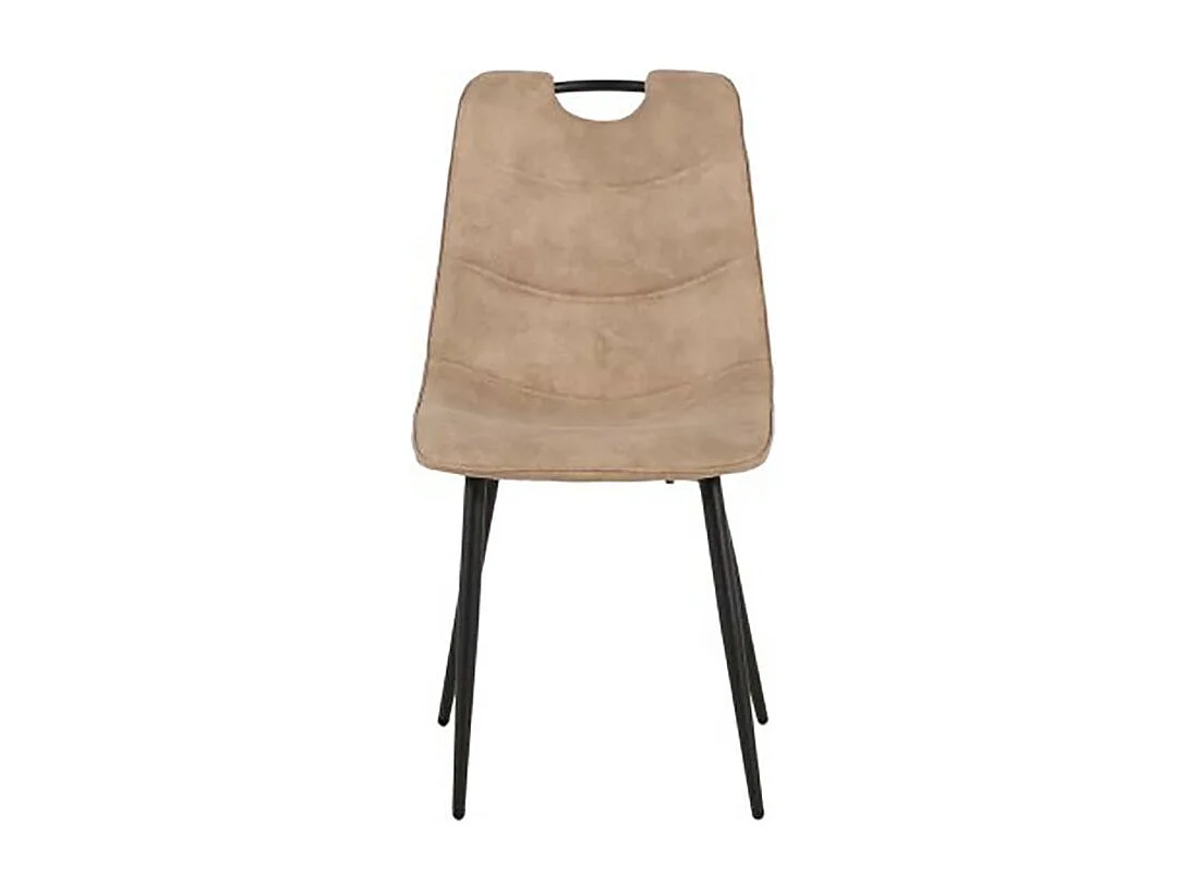 Chaise simili taupe avec poignée pieds métal noir