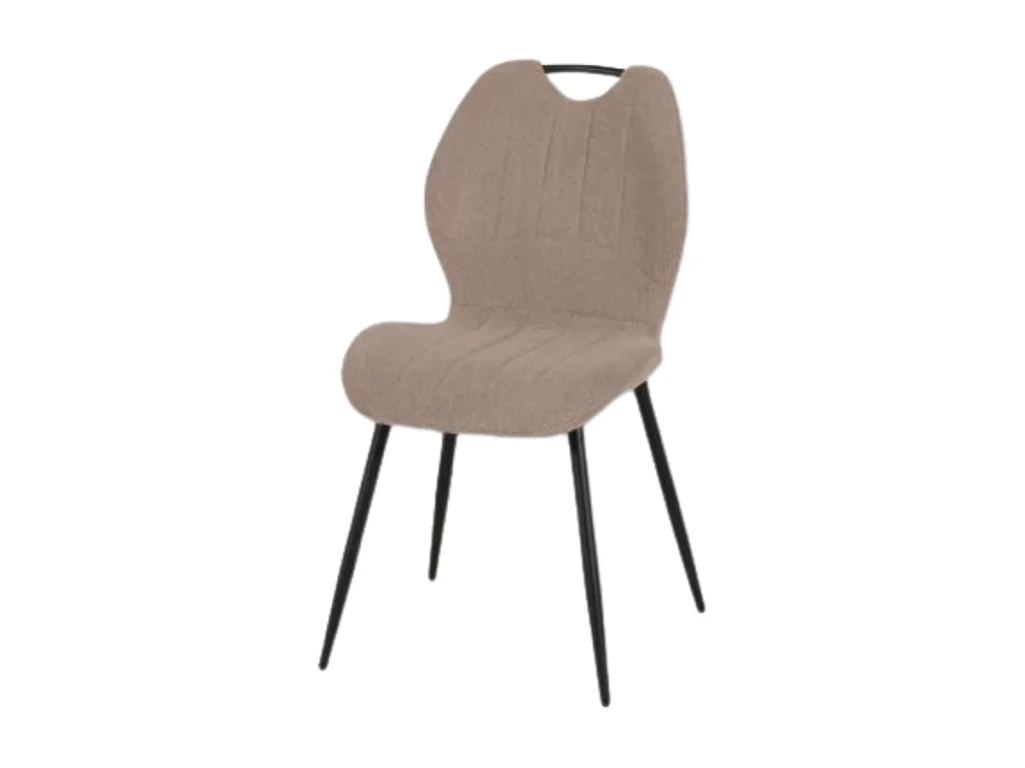 Chaise avec poignée tissu beige pieds métal