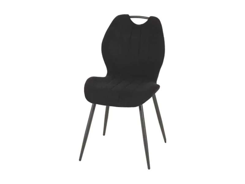 Chaise avec poignée tissu noir pieds métal