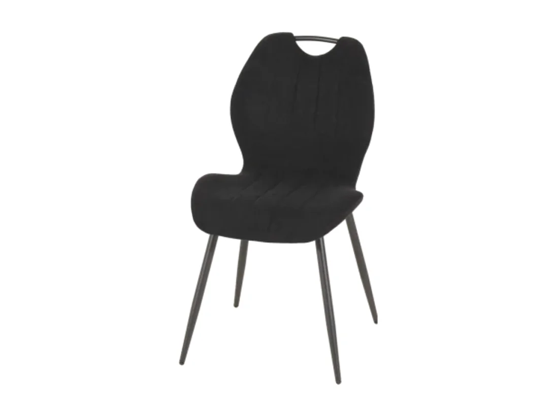 Chaise avec poignée tissu noir pieds métal