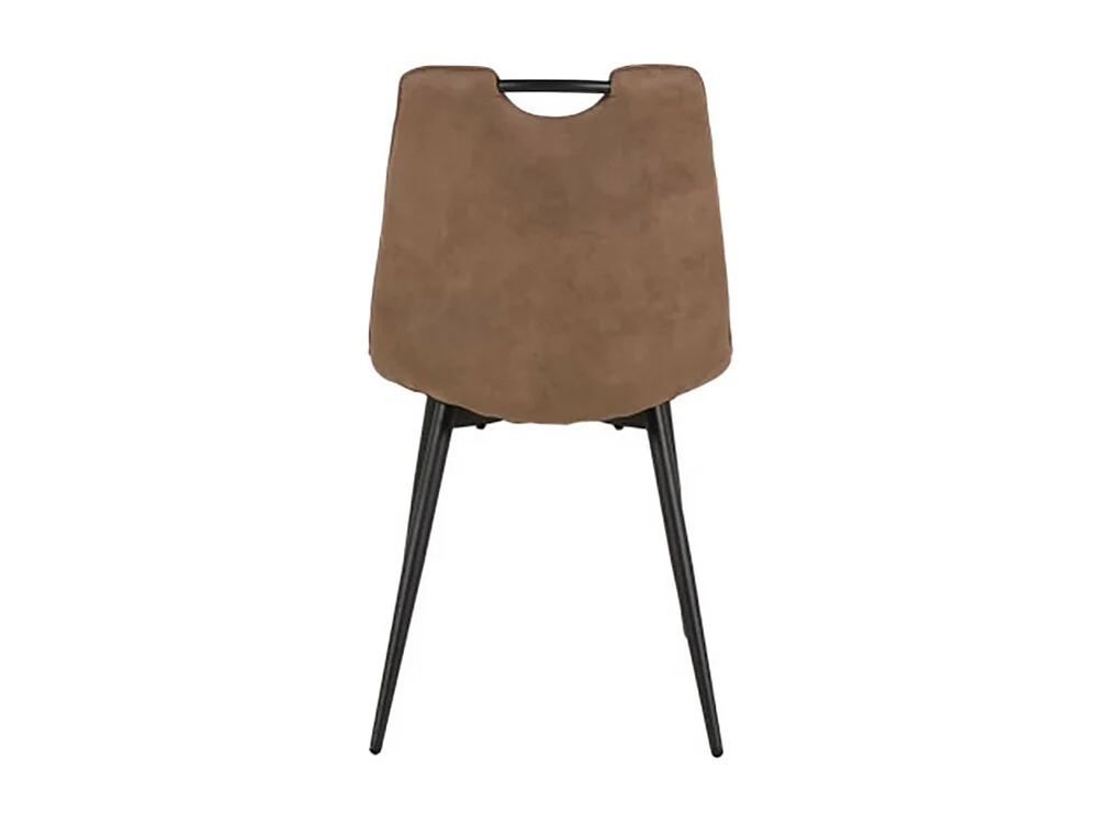 Chaise simili marron avec poignée pieds métal noir