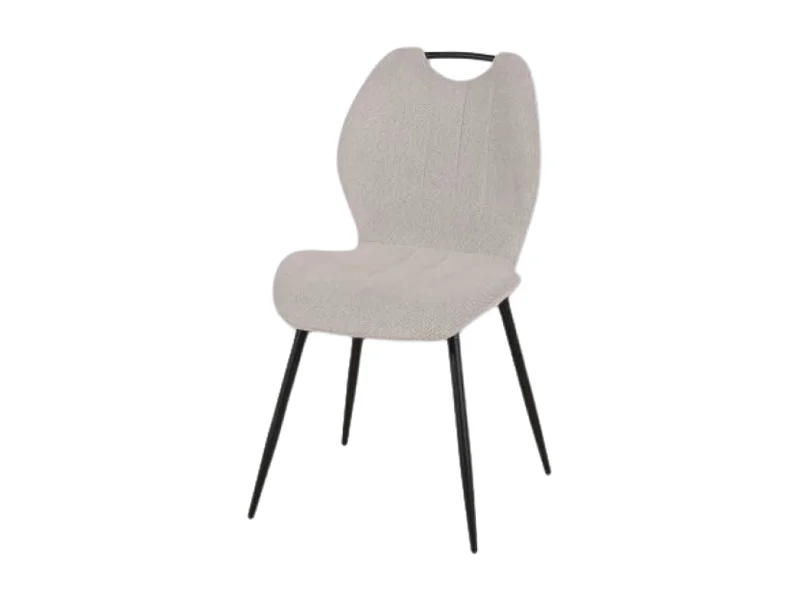 Chaise avec poignée tissu gris clair pieds métal