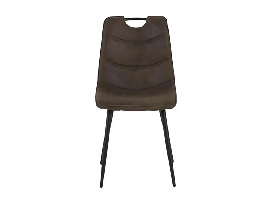 Chaise simili gris avec poignée pieds métal noir