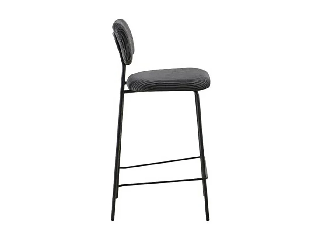 Tabouret de bar style écolier velours côtelé gris