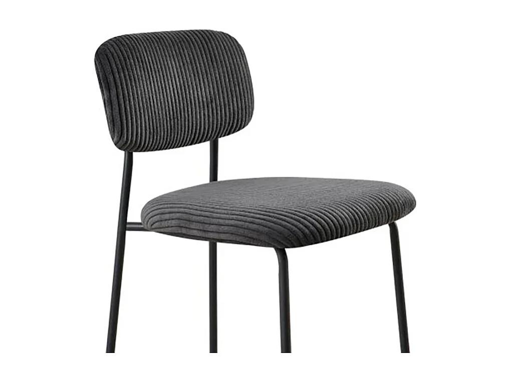 Tabouret de bar style écolier velours côtelé gris