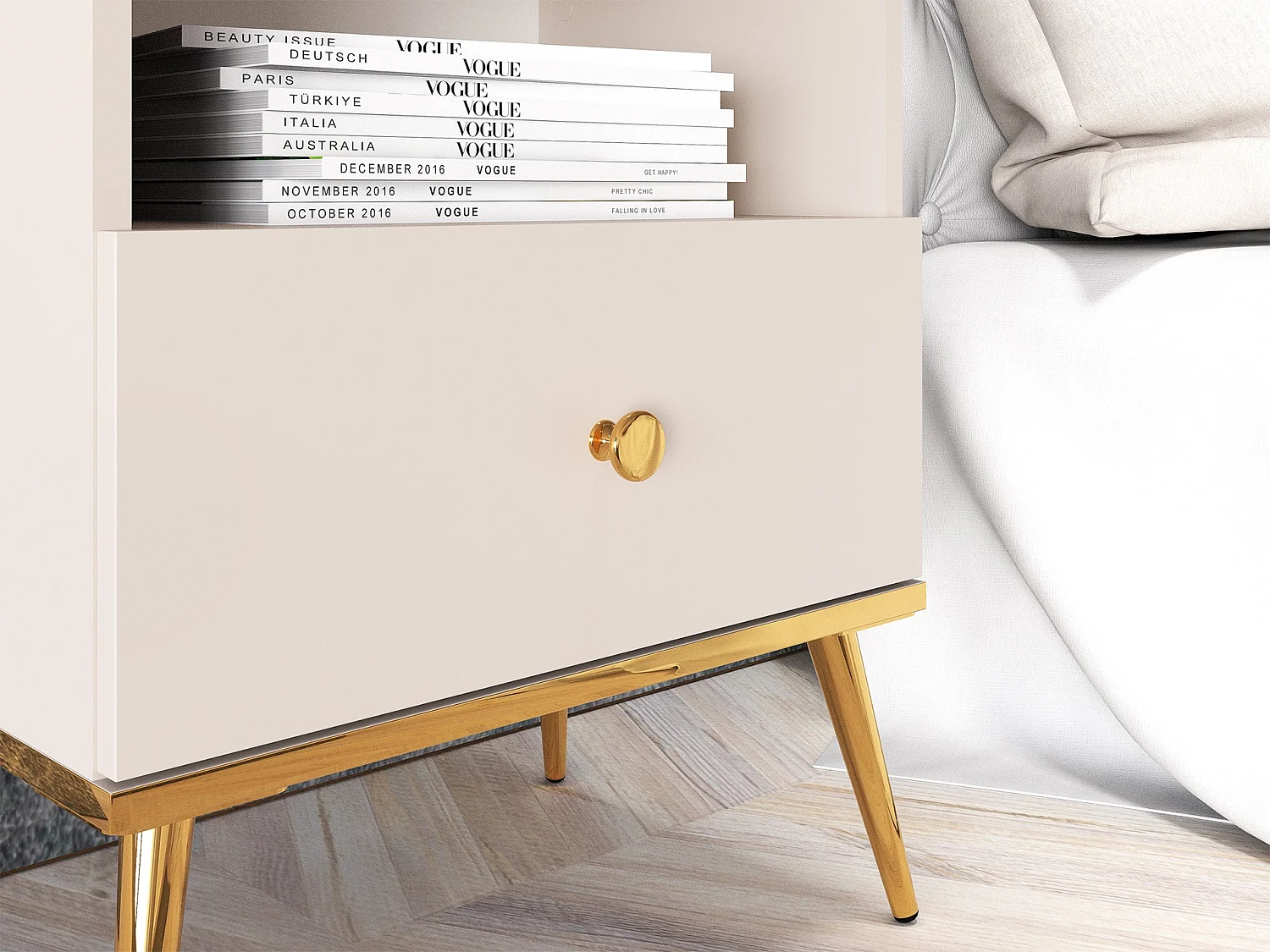 Nachttisch mit Schublade - Greige - 50 cm - SELGIN