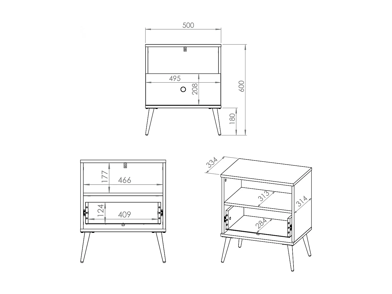 Nachttisch mit Schublade - Greige - 50 cm - SELGIN