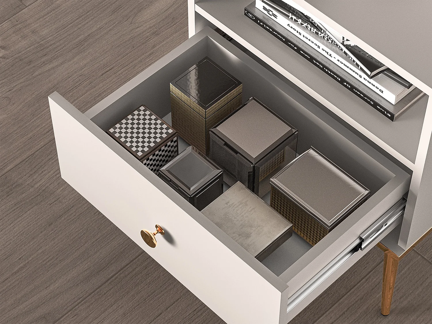 Nachttisch mit Schublade - Greige - 50 cm - SELGIN