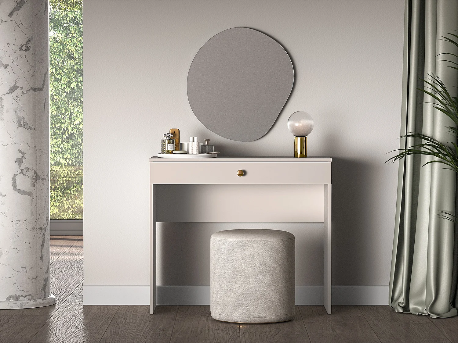 Kaptafel - met lade - 100 cm - greige - SELGIN