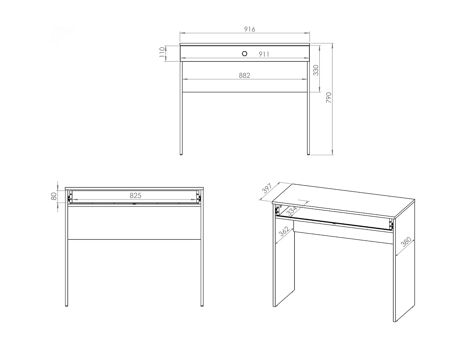 Kaptafel - met lade - 100 cm - greige - SELGIN