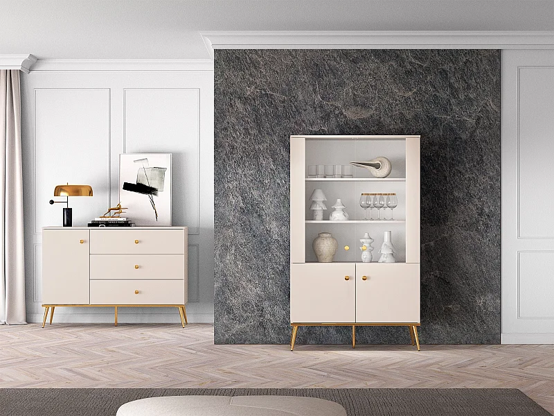 Vitrine 4-türig - Greige - 92 cm -SELGIN