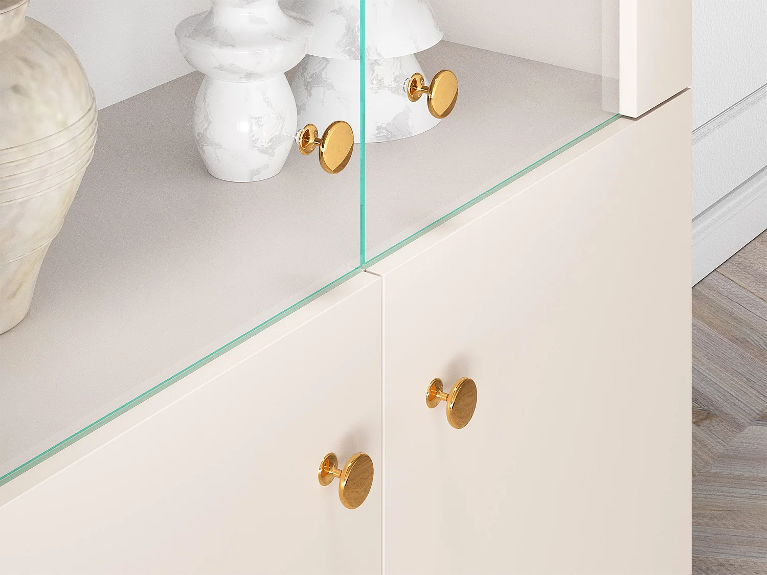 Vitrine 4-türig - Greige - 92 cm -SELGIN