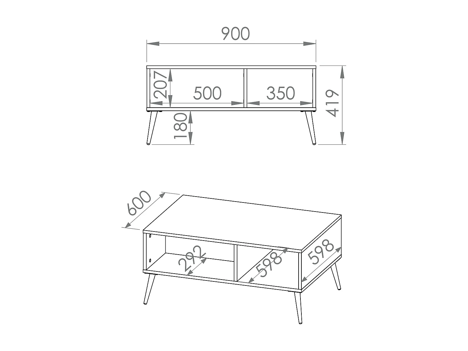Table basse - 60x90 cm - Grège avec pieds dorés - SELGIN