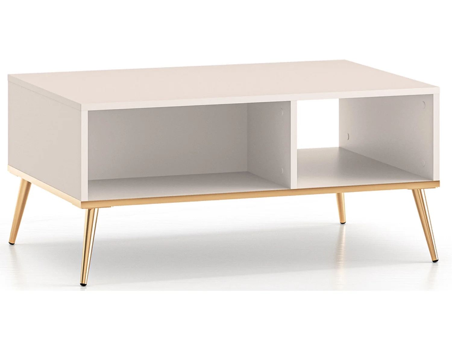 Table basse - 60x90 cm - Grège avec pieds dorés - SELGIN