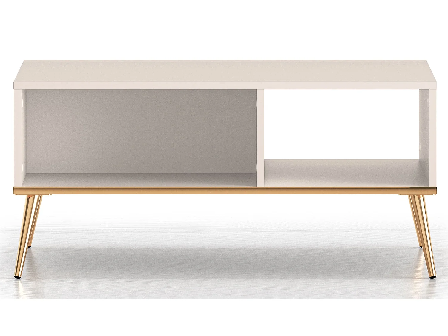 Table basse - 60x90 cm - Grège avec pieds dorés - SELGIN