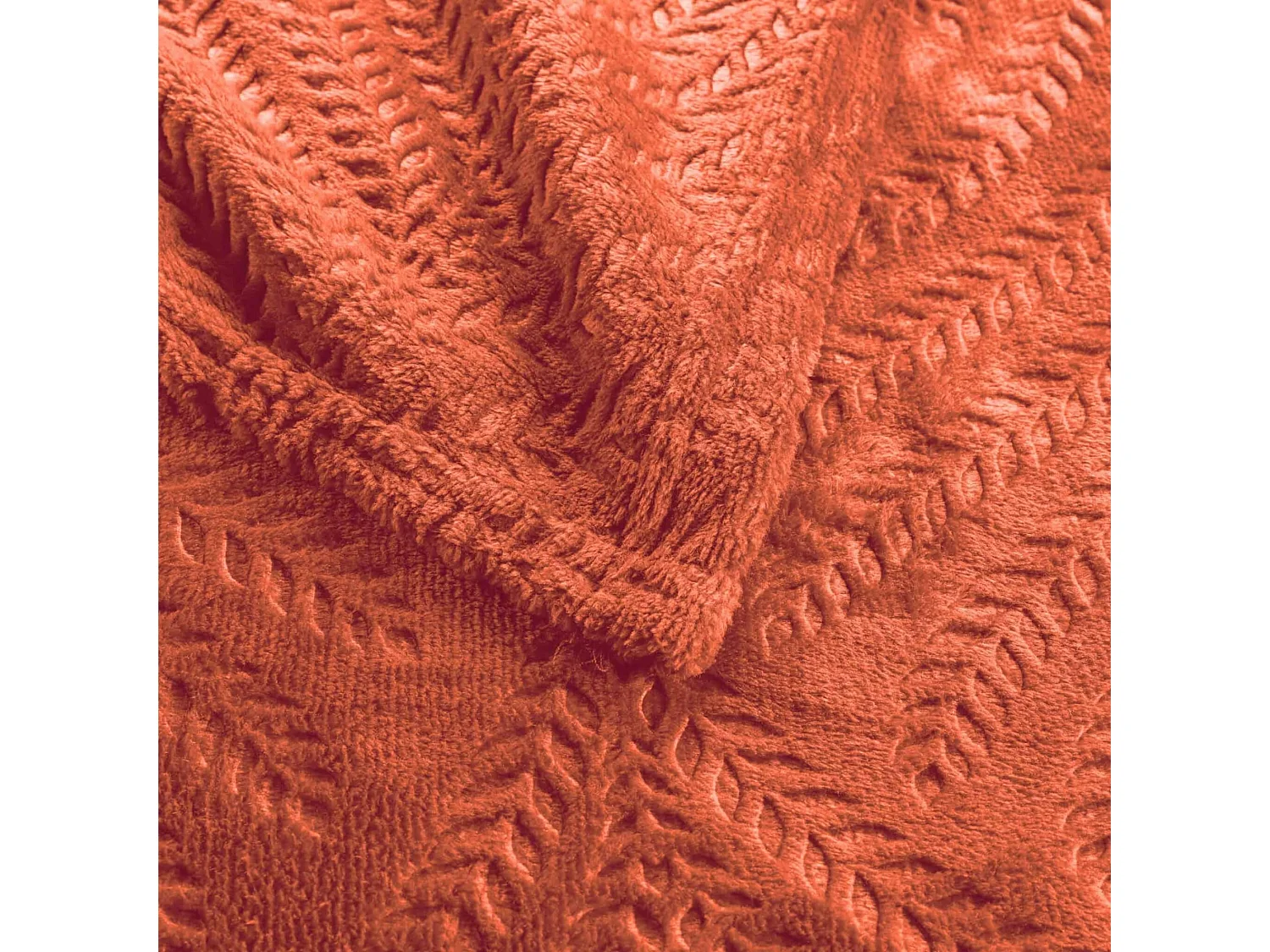 Plaid Uni en Flanelle "Nelia" 125x150cm Terracotta