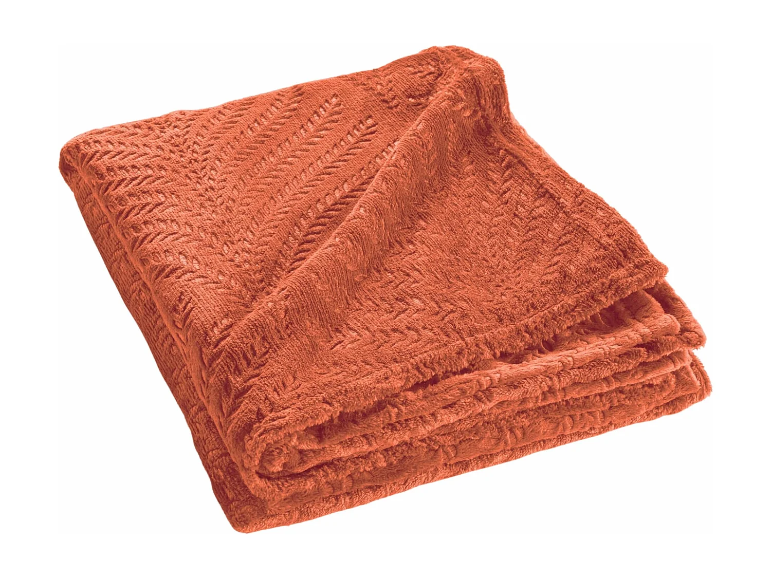 Plaid Uni en Flanelle "Nelia" 125x150cm Terracotta