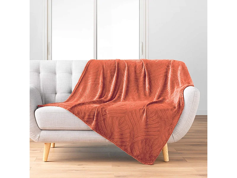 Plaid Uni en Flanelle "Nelia" 125x150cm Terracotta